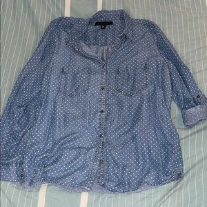 Polka dot chambray top - so soft!
